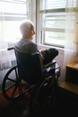 Elderly man in wheel chair